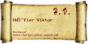 Höfler Viktor névjegykártya