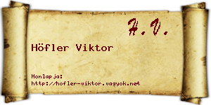 Höfler Viktor névjegykártya